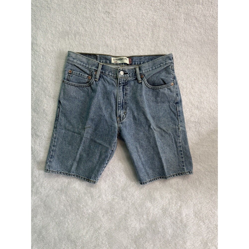 Levis 505 Straight Fit Denim Shorts Mens 33 Light Wash Blue Cotton